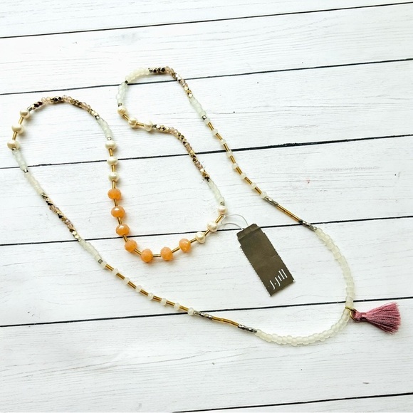 J. Jill Jewelry - NEW J. Jill Elastic Cord Beaded Pearl Necklace Bracelet Versatile Tassel $39 Tag